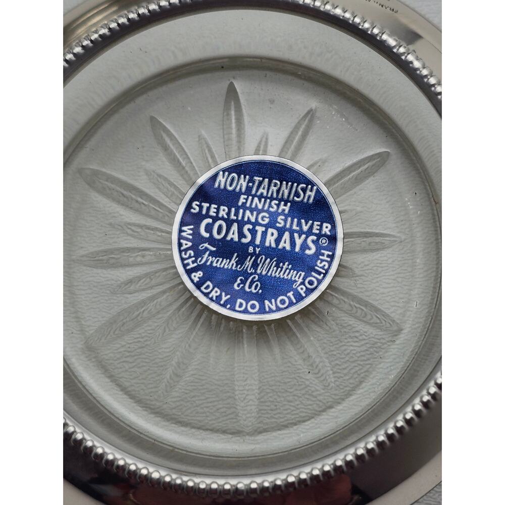 FRANK M. WHITING - 4 Sterling Silver & Glass Coasters - Picture 2 of 7